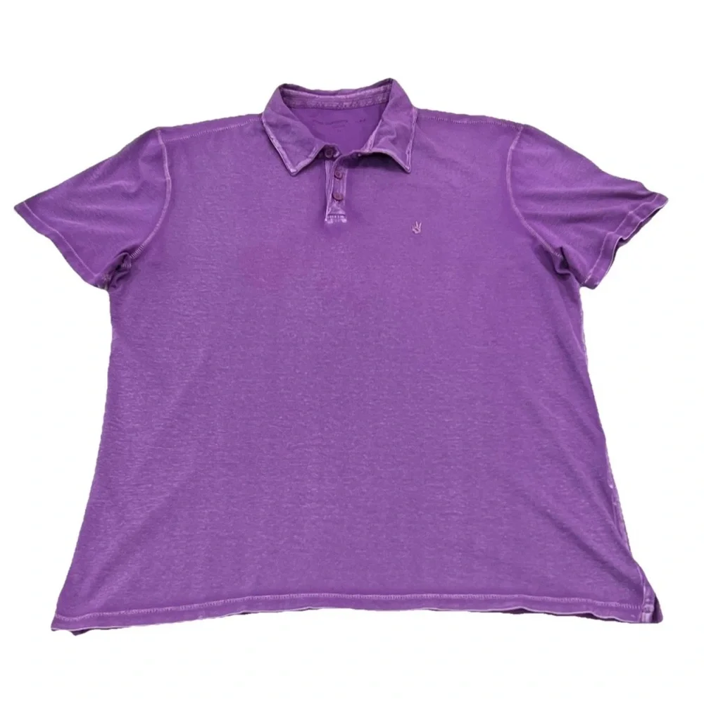 John Varvatos USA Washed Burnout Short Sleeve Polo Shirt Mens XL Purple
